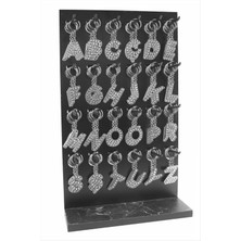 Fantastik Store Gümüş Renkli Taşlı Harf Anahtarlık Standlı 72 Adet