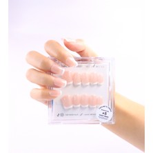 Takma Takma 15'li Ten Rengi Kısa Balerin TT0575 Tekrar Kullanılabilir El Yapımı Protez Takma Tırnak - Ten Rengi-S