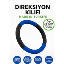 Trobus Toyota C-Hr 2016-2024 Geçmeli Direksiyon Kılıfı Delikli Siyah Mavi Deri