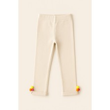 Katia & Bony Kız Çocuk Dondurma Aksesuarlı Pamuklu  Tayt Pantolon Krem