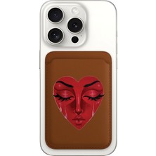 Nurdic iPhone 11 12 13 14 15 16 17 Pro Max Plus Air Magsafe Mıknatıslı Kahve/taba Kartlık Şeytani