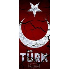 Aydın Garage Kurt ve Türk Bayrağı Kapı Direk Kaplama Folyosu Baskılı Sticker Sağ-Sol 2 Adet 22*50 cm