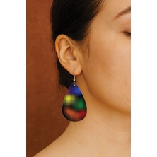 Nurdic Kadın- Küpe Desenli Stilist Kancalı Baskılı Küpe Damla Şeffaf Briella