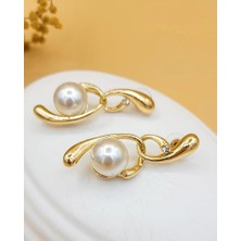 Nevoka Gold Akış Incili Pirinç Küpe