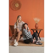 Kahve Krem Pijama Takımı M Beden