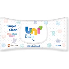 2 Adet  Uni Baby Islak Havlu Simple Clean 72'li