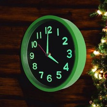 Bahat Fosforlu Kabartma Rakam Yeşil Siyah Küçük Duvar Saati Çap 22 cm