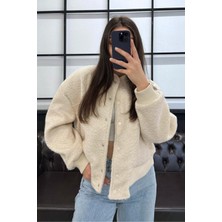 Jamolls Tasarım Bomber Buklet Kumaş Trend Oversize Kesim Astarlı Kalın Çıtçıt Kapama Trend Mont Kaban Ceket