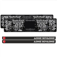 Appcity Türk Bayrağı Kişiye Özel Isimli Parlak Siyah Lüks Pleksi Plakalık (2 Adet)- TSRM01