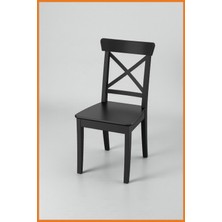 Alony Home Ahşap Sandalye Masif Ağaç Oturma Zemini Kalın Sağlam Iskelet Yemek ve Mutfak Masası 91 cm Siyah