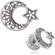 Gumush Hk Gümüş Rozet Telkari Ay Yıldız |Gümüş Takı Hediyelik Ürünler