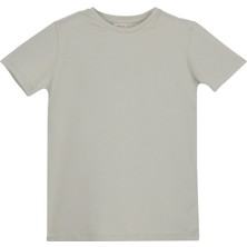 Lovetti Duman Gri Basic Unisex Çocuk Sıfır Yaka Kısa Kollu Tişört