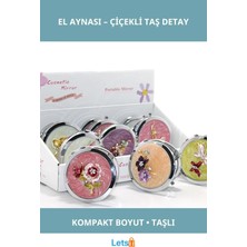 Letsii Kabartmalı Çiçek Desenli Taşlı El Aynası