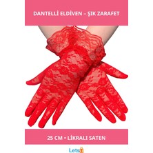 Letsii Kırmızı Dantel Işlemeli Yetişkin Eldiven Rahat ve Şık