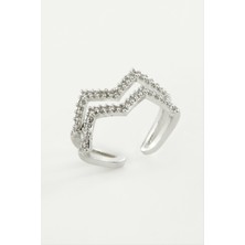 Gümüş Takıcım Zikzak Zirkon Taşlı Yüzük