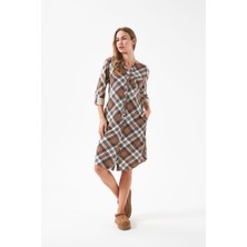 Relax Mode Kadın Ekose Gömlek Gecelik - 15227