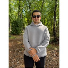 My Butik Erkek 3 Iplik Basic Oversize Kanguru Cepli Kapüşonlu Sweatshirt