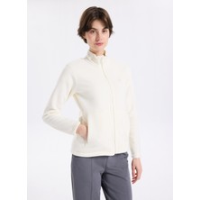 Discovery Expedition D5WL-SWT3303 Beyaz Dik Yaka Basic Düz Kadın Polar Sweatshırt