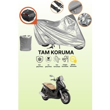 Dokaca Gri Arka Çanta Uyumlu Piaggio Beverly 500 Uyumlu Motor Brandası, Koruyucu Örtü