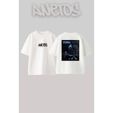 Anetos Valorant Yoru Tasarım Sırt Baskılı Pamuk Beyaz Oversize T-Shirt