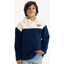 DeFacto Oversize Geniş Kalıp Polo Yaka Yarım Fermuarlı Baskılı Polar Sweatshirt Erkek Çocuk G3301A825WN