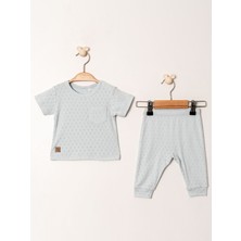 Kidaxi Jakarlı Nakışlı Tişört Patiksiz Alt Takım