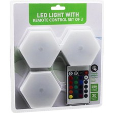 MiraLive 3pcs - Altıgen - Rgb   Kumandalı - Pilli - Dokunmatik  Lamba Seti  6 LED (K95)