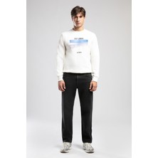 Lee Cooper Dennis Erkek O Yaka Sweatshirt Ekru