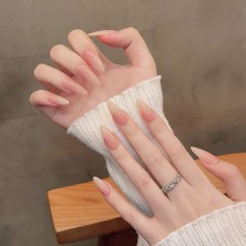 Takma Takma 10'lu Gri Uzun Balerin TT1148 Tekrar Kullanılabilir El Yapımı Protez Takma Tırnak - Gri-XS