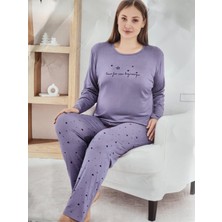 Pijamoni Milan Kumaş Büyük Beden Uzun Kollu Pijama Takımı 7666
