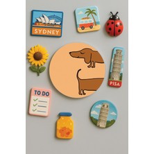 Nurdic Modern ve Dekoratif Yuvarlak Buzdolabı Magneti Magnet Büyük Boy 10X10 cm - Sosis Köpek