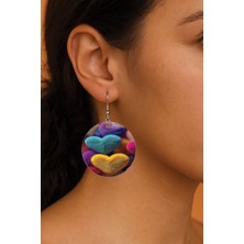 Nurdic Kadın Küpe Desenli Stilist Kancalı 3.5X5CM Yuvarlak Şeffaf Küpe Fluffy