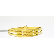 Kızılay Kuyumcusu 14 Ayar Altın 3 Sıralı Dorikalı Kaburga Kelepçe Bilezik 9.00 gr