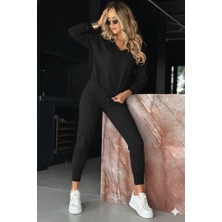 Arben Boutique Kadın Uzun Kollu V Yakalı Viskon Iki Iplik Bluz ve Pantolon Ikili Takım