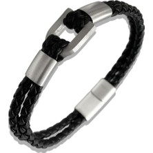 Necati Gün ARS183 Erkek Deri Çelik Bileklik