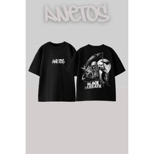 Anetos Black Sabbath 5 Tasarım Sırt Baskılı Pamuk Siyah Oversize T-Shirt