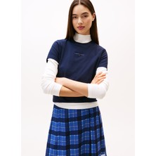 Tommy Jeans Yuvarlak Yaka Baskılı Lacivert Kadın T-Shirt DW0DW21964C1G