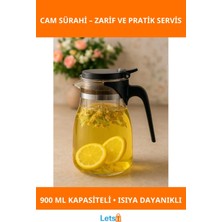 Letsii 900 ml Süzgeçli Isıya Dayanıklı Cam Sürahi
