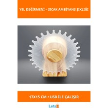 Letsii Dekoratif Işıklı Yel Değirmeni 17X15 cm USB Aydınlatma