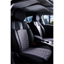 Startcar Renault Laguna 2 Deri Detaylı Oto Koltuk Kılıfı Ön Arka Takım Platinium Seri Siyah Füme Scr