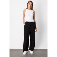 On Kadın Beli Lastikli Bol Paça Eşofman Altı 66510 Siyah