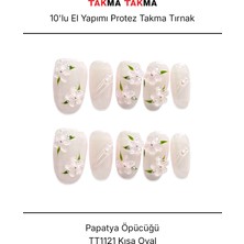 Takma Takma 10'lu Ten Rengi Kısa Oval TT1121 Tekrar Kullanılabilir El Yapımı Protez Takma Tırnak - Ten Rengi-M