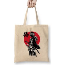 Toyaso Rurouni Kenshin Kenshin Himura Beyaz Bez Çanta Uzun Saplı Alışveriş Çantası Plaj Çantası