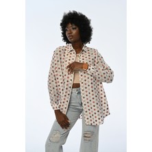 Orfeonegro Kadın Çiçek Desenli Oversıze Kalıp Gömlek