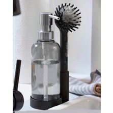 MCM Group Silikon Fırçalı Sıvı Sabunluk Deterjanlık - Stantlı Mutfak -Banyo Temizlik Seti