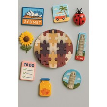 Nurdic Modern ve Dekoratif Yuvarlak Buzdolabı Magneti Magnet Büyük Boy 10X10 cm - Puzzle Görsel