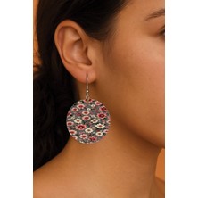 Nurdic Kadın Küpe Desenli Stilist Kancalı 3.5X5CM Yuvarlak Şeffaf Küpe Alda