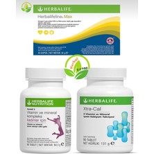 Herbalife F2 Vitamin Tablet - Herbalifeline Max Omega3 - Xtra-Cal (Kalsiyum) - 3'lü Set