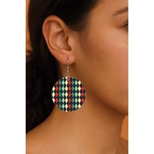 Nurdic Kadın Küpe Desenli Stilist Kancalı 3.5X5CM Yuvarlak Şeffaf Küpe Christmas