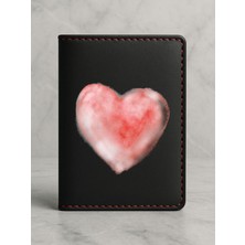 Nurdic Ruhsat Koruyucu Baskılı Kart Bölmeli Siyah Vinlex Deri Ruhsat Kabı Kılıfı Sulu Boya Kalp